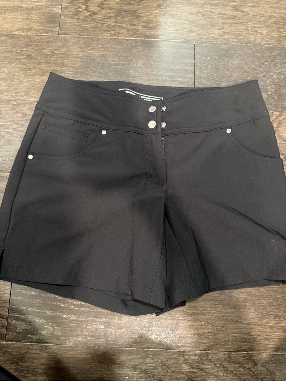 Slazenger Black High-Rise Athletic Shorts with Double Button
